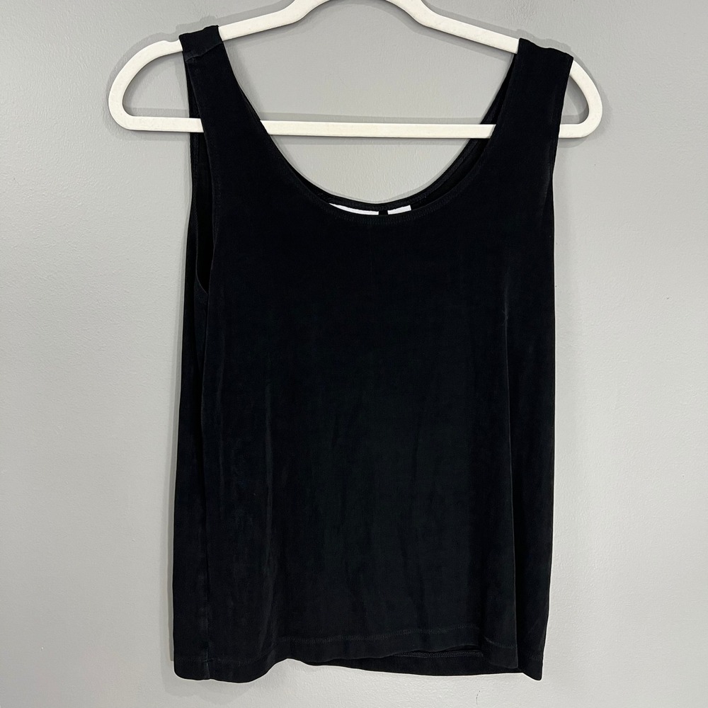 Chico's Travelers Tank Top vintage L Black Great Sleeveless Scoop Neck Shell